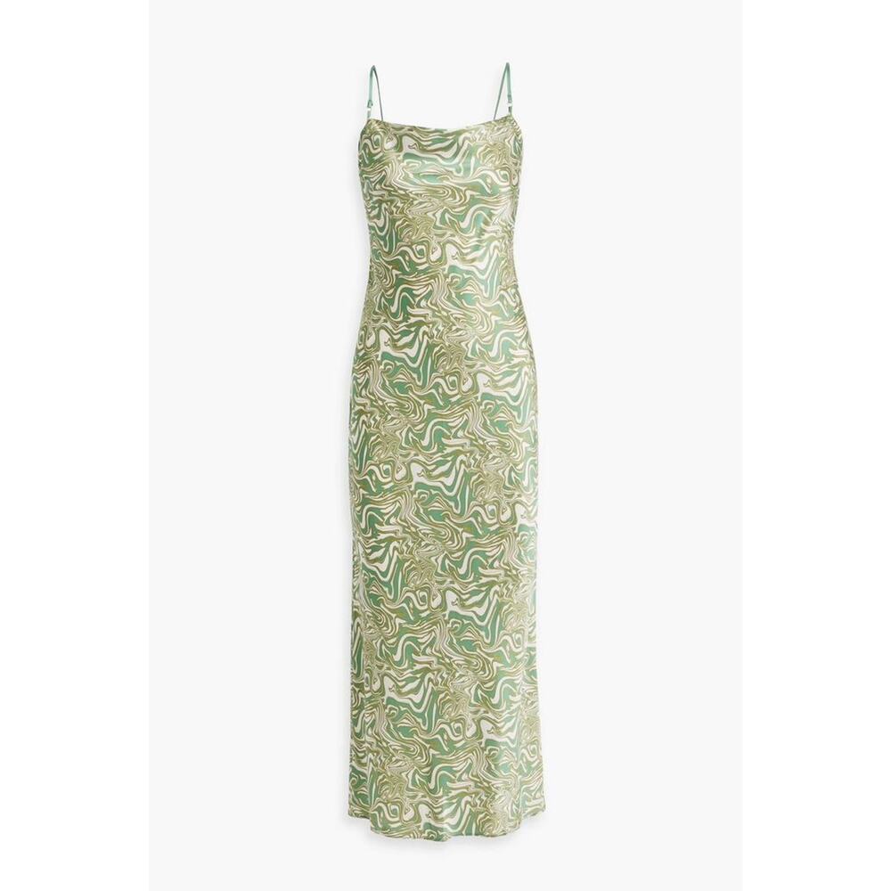 Bec & Bridge Alanis Printed Silk-Satin Midi Dress - UK 6 / US 2 - Green - Picture 6 of 7